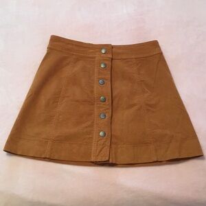 Madewell Camel Button-Front Mini Skirt